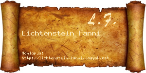 Lichtenstein Fanni névjegykártya